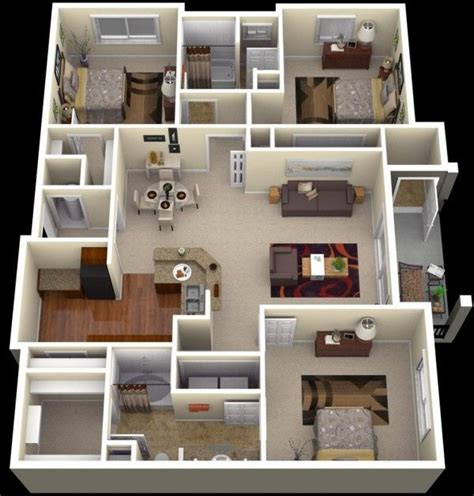 3 Bedroom Apartment/House Plans | Three bedroom house plan, Small house design plans, Apartment ...