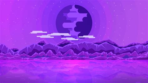 Download wallpaper 2048x1152 purple ocean, mountains, minimal, art, dual wide 2048x1152 hd ...