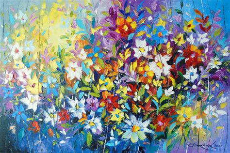 Tango of summer flowers Painting by Olha Darchuk