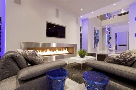 luxury living room with blue neon lights - if you're loving the trend of using blue neon lights ...