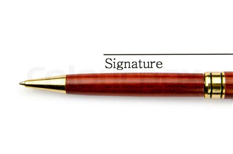 Pen and signature isolated on white | Stock image | Colourbox