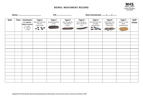 Bowel Movement Record Sheet Download Printable PDF | Templateroller