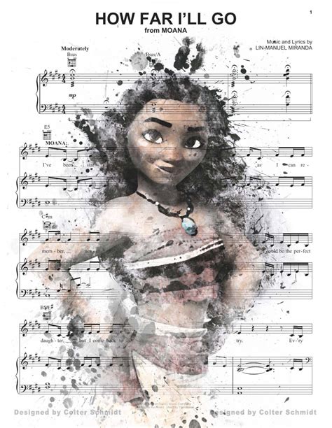 Moana Sheet Music Ink Portrait - Etsy