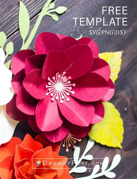 DIY paper flowers backdrop PDF Printable Flower Petal Template SVG Paper Flower Template Svg Cut ...