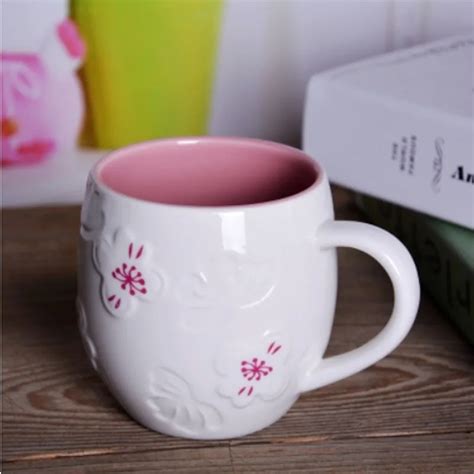 Beautiful Cherry Blossom Sakura Ceramic Coffee Cup 350ML Elegant Coffee Mugs Cute Loving Couple ...