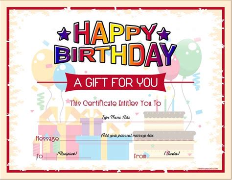 Birthday Gift Certificate Sample Templates for WORD | Professional Certificate Templates