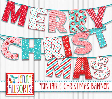 Merry Christmas Printable Banner Digital Christmas Sign | Etsy