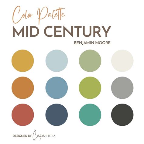 Mid Century Modern Color Palette Benjamin Moore Interior - Etsy