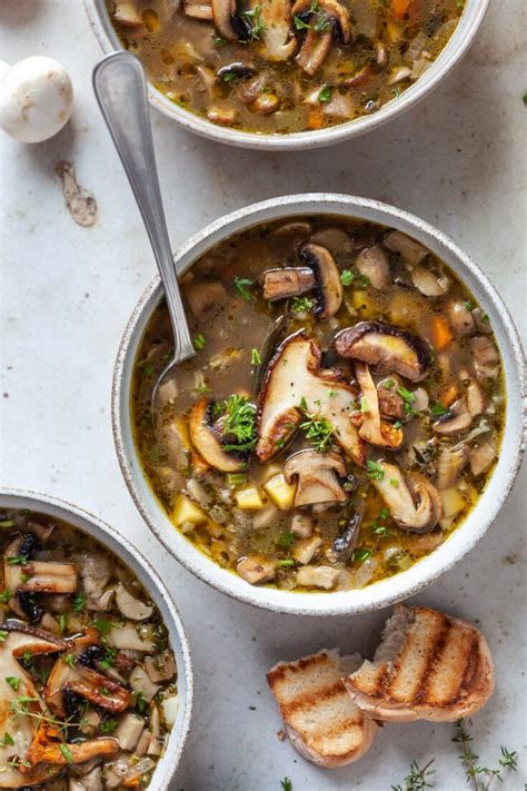 Easy Vegan Mushroom Soup - Vibrant plate