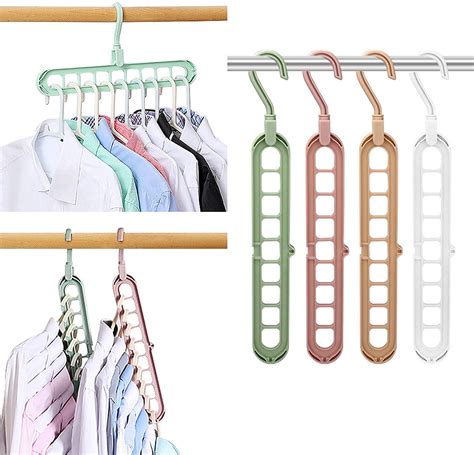 Multifunctional Clothes Hangers, 4 Pack Magic Space Saving Shirt Hanger, 9 Slots Wardrobe Closet ...