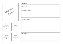 Fabric Samples Template Sheets | Teaching Resources