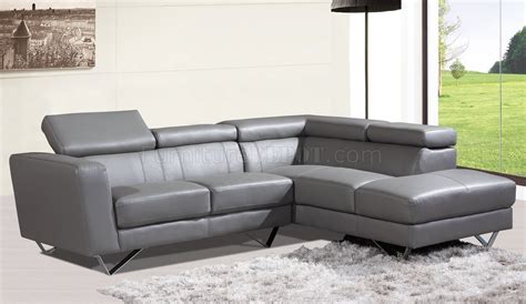 6201 Amalia Sectional Sofa in Grey Leather by At Home USA