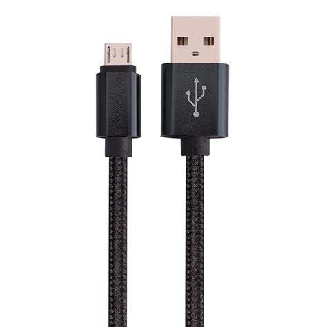 Micro USB to USB Braided Data Charging Cable - 6 Feet, Black