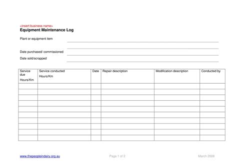 Free Printable Equipment Maintenance Log Templates [PDF, Excel]