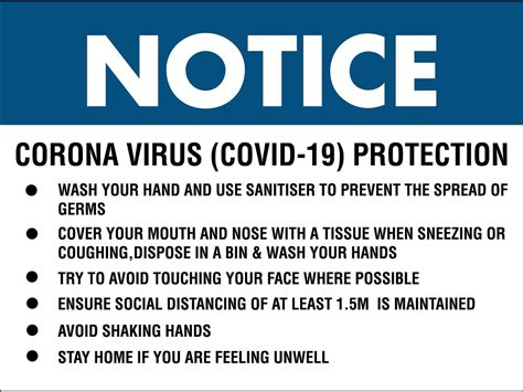 Notice Workplace Coronavirus Prevention Sign – New Signs