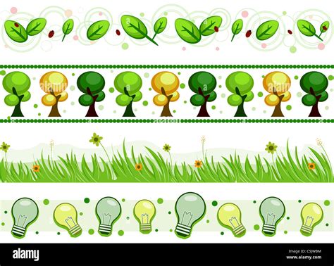 Four Border Designs of Environment-related Items Stock Photo - Alamy