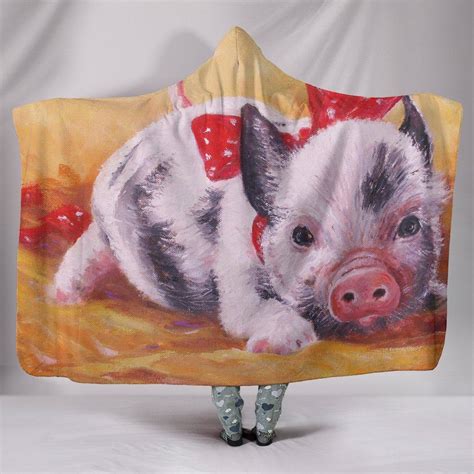 Realistic Pig Painting Hooded Blanket - Sand Creek Farm