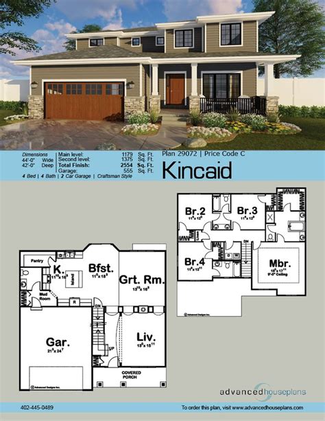 2 Story Craftsman House Plan | Kincaid | Craftsman house plans, Craftsman bungalow house plans ...