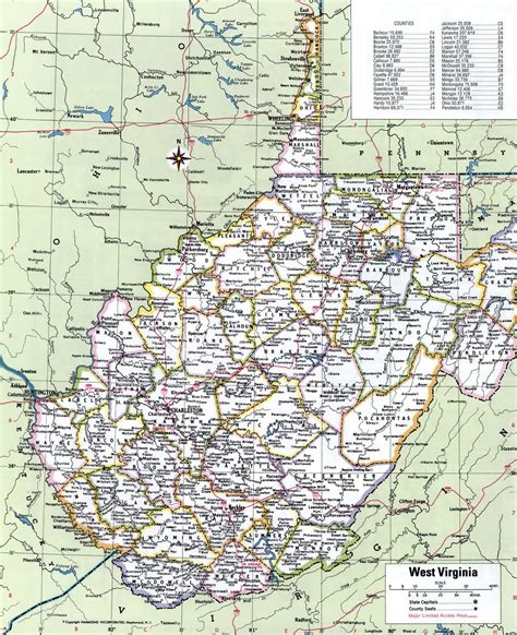 West Virginia State Road Map | Tourist Map Of English