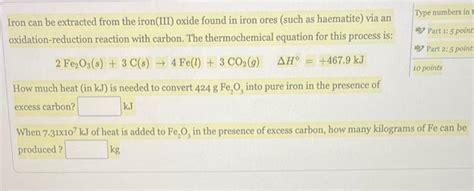 Solved Iron can be extracted from the iron(III) oxide found | Chegg.com