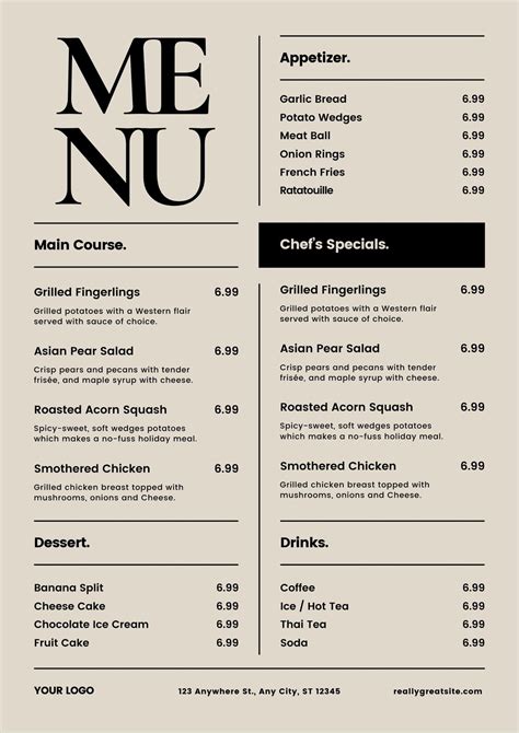 Coffee Shop Menu Template