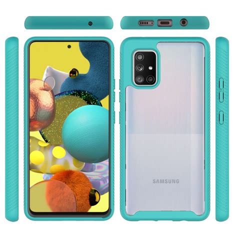 Samsung Galaxy A51 5G Case, Shockproof Heavy Duty Bumper Case Clear/Teal :: CellPhoneCases.com