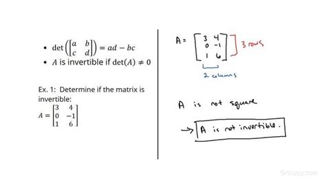 How to Determine if a Matrix is invertible | Precalculus | Study.com