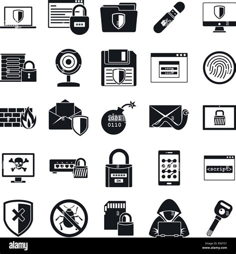 Network security icon set. Simple set of network security vector icons ...