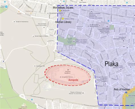 Athens Map Of Plaka And The Acropolis Area, 43% OFF