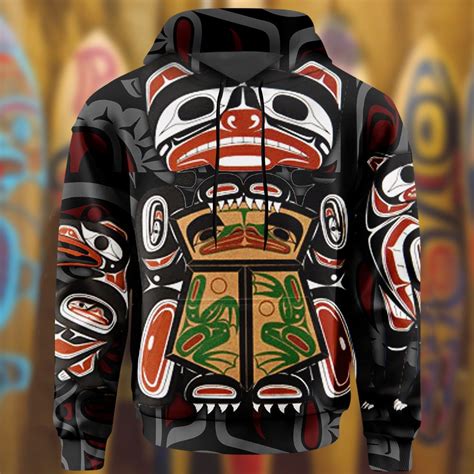 Raven Bear And Wolf Native American Hoodie Haida Art Symbolism 3D Printed Hoodie Gift For Men ...