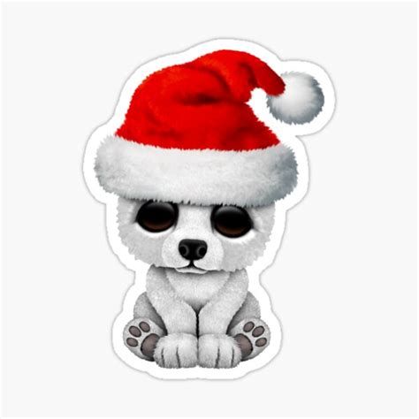 "Baby Polar Bear Wearing a Santa Hat" Sticker by JeffBartels | Redbubble