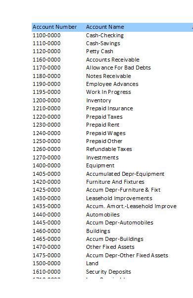 FREE 18+ Sample Chart of Accounts Templates in MS Word, Excel, PDF