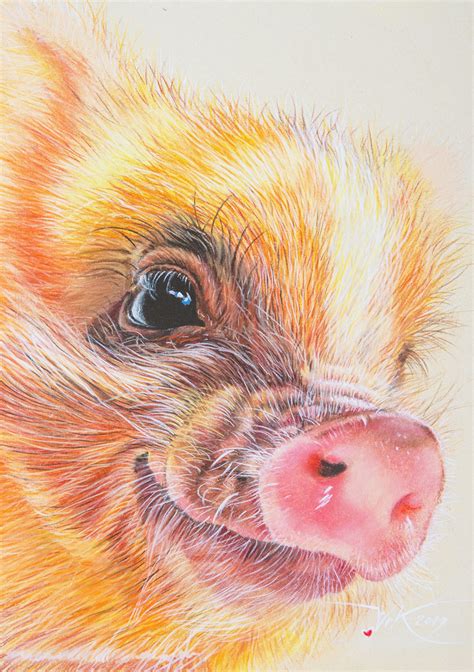 Little Pig Realistic Original Art Pastel Painting Hand Painted | Etsy