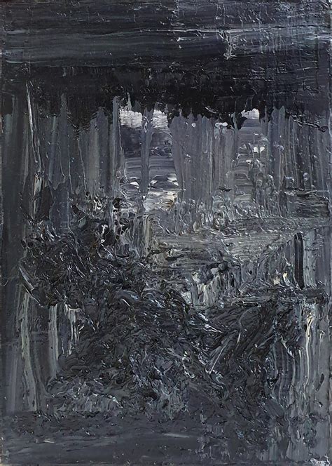 Zsolt Berszán - Untitled 08 - Contemporary, Abstract Painting, Black, Dark Gray, Organic For ...