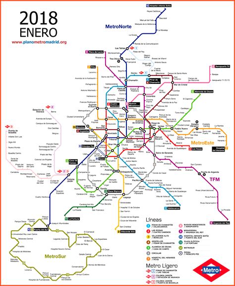 Madrid Metro Map, updated 2017.