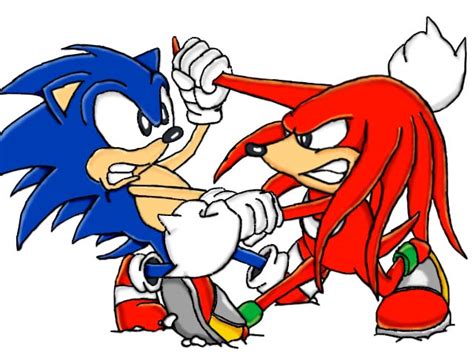 Sonic vs. Knuckles by CarnageDoom on DeviantArt