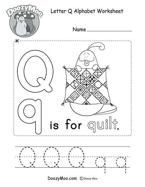 Letter Q Alphabet Activity Worksheet - Doozy Moo