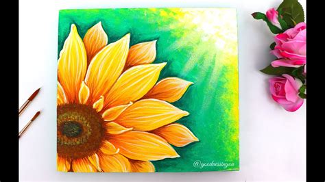 EASY Sunflower Painting for Beginners using Acrylic Colours - YouTube