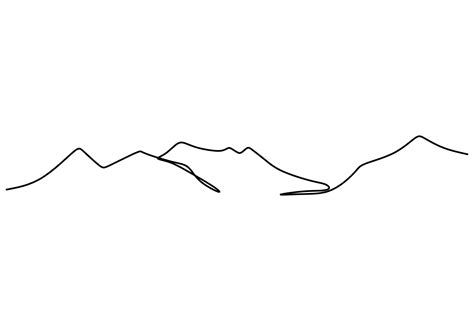 Mountain landscape continuous one line vector drawing. Beautiful view with mountains and fresh ...