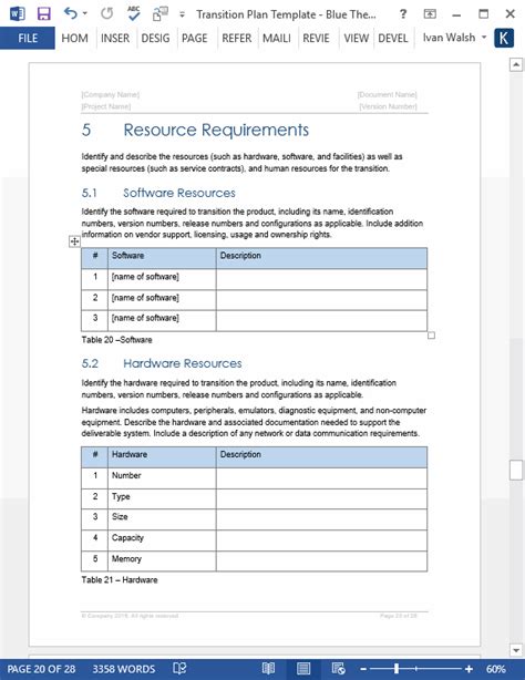 Transition Plan Template - Technical Writing Tips