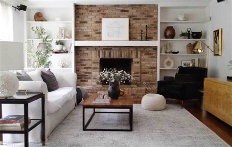 Living Room Decor With Red Brick Fireplace | Bryont Blog