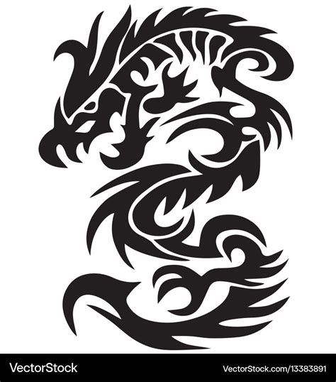 Dragon tattoo tribal black and white Royalty Free Vector