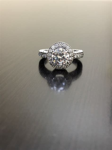 Halo Diamond Platinum Engagement Ring Platinum Diamond Wedding Ring Halo Diamond Ring Pave ...