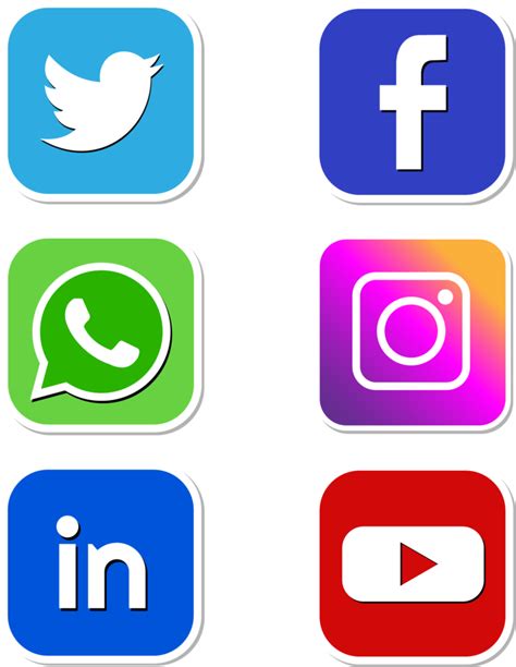 A set of social media icons Facebook,Twitter,Instagram,Whatsapp,Youtube and linkedin 16337947 PNG