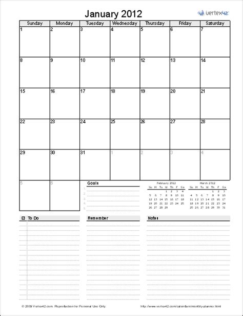 Monthly Planner Template - Free Printable Monthly Planner for Excel