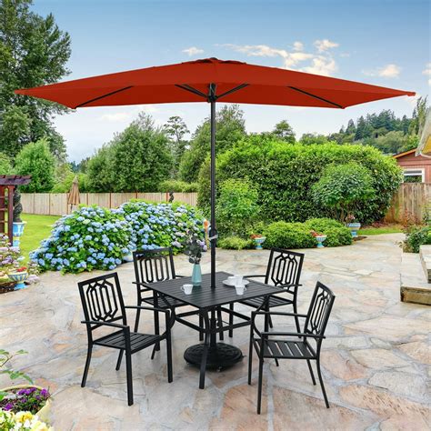 MF Studio 10 x 6.6ft Rectangle Patio Table Umbrella Outdoor Market Umbrella with 6 Steel Ribs ...