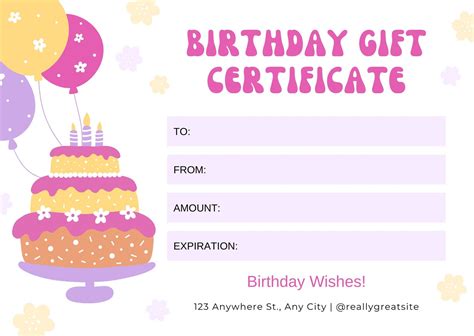 Birthday Gift Certificate Templates