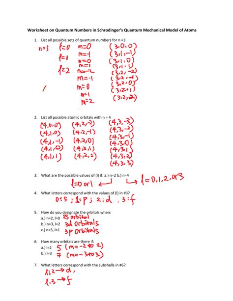 Quantum Numbers Practice Worksheet - Wordworksheet.com