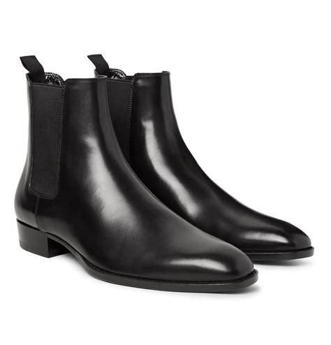 Saint Laurent Polished-leather Chelsea Boots in Black for Men | Lyst