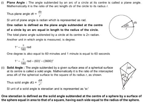 what is a plane angle and a solid angle?